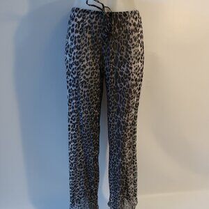 NWT Womens Jordan Taylor Black Gray Cheetah Sheer Swim Cover-Up Pants M
